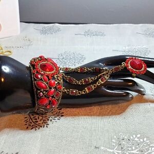 Vintage Red and Gold Bracelet & Ring